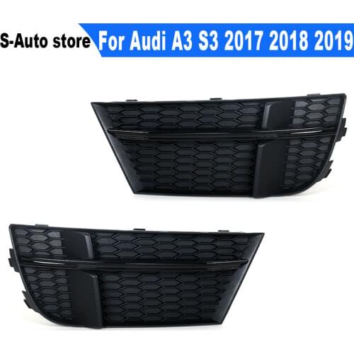 For Audi A3 S3 2017 2018 2019 1 Pair Car Modified Accessory Fog Light Cover Lamp Frame Grille Black Fits Car Accessories