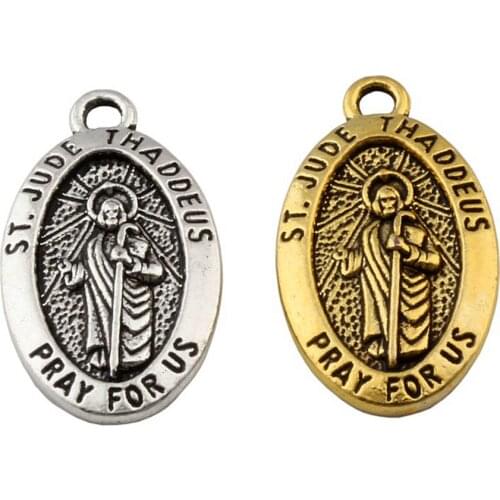 100pcs/lots ST. JUDE THADDEUS Charm religion Charms Fit Bracelets Necklace Earrings 16x28.5mm A-285