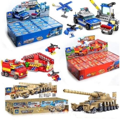 16 in 1 deformed tank, aircraft, missile, helicopter, car building block, special police team, truck boy, hand-made toy