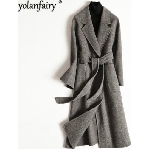 2020 Wool Coat Female Double-sided Korean Woolen Jacket Long Coat Spring Autumn Overcoat Ladies Coats Abrigo Mujer XR1810 KJ4040