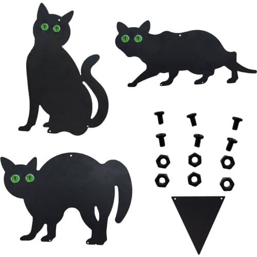 Deterrent Black Cats Rat-Proof Pest Control 3 Pcs Metal Garden Different Shapes Metal Scare Cats Garden