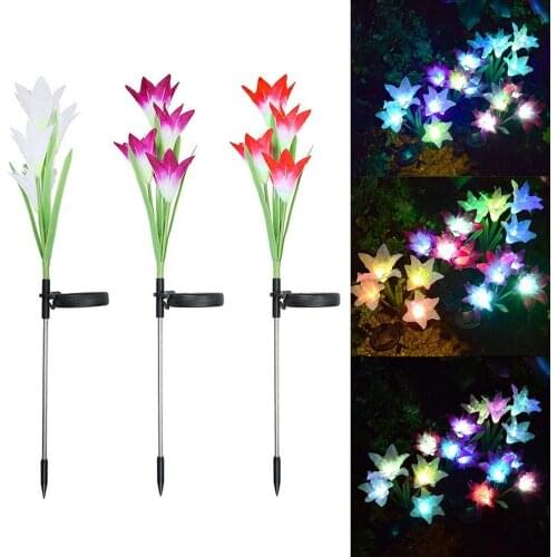 3Pcs Solar Common Calla Lamp Seven Color LED Simulation Festive Lantern Outdoor Decorative Lawn Lamp Garden Solar Light Backyard