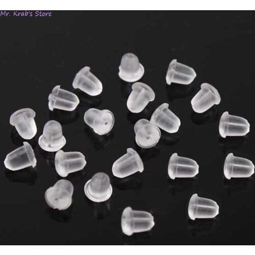 50pcs Safety Earring Stopper Earnut Rubber Clear Soft Earring Back Hook Bullet Women Jewelry Accessories