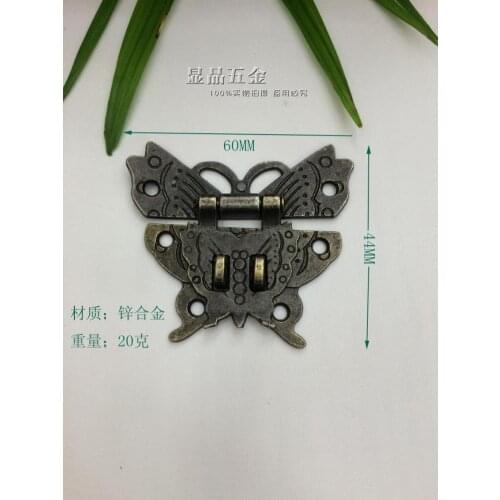 60*44mm Lock Butterfly buckle Antique box buckle Dark button panel Alloy padlock Hardware luggage accessories wholesale