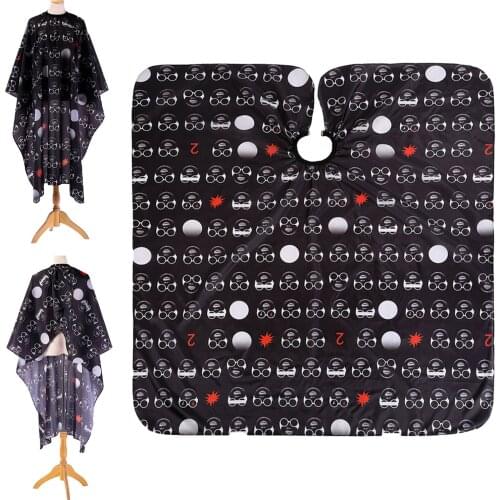 Big Hair Cutting Cape Salon Gown Glasses Print with Snap for Adults 63"x55"