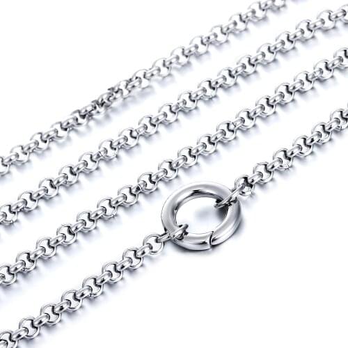 Mesinya 10 pcs 316L Stainless steel 4mm width rolo spring clasp lock chain necklace