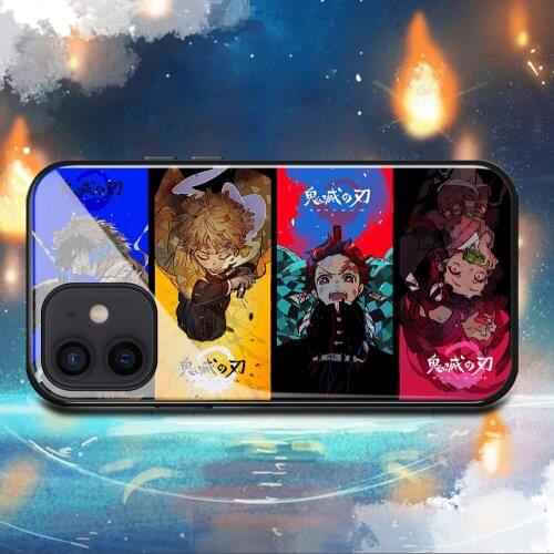 Demon Slayer Kamado Tanjirou Phone Case For Iphone 11 11Pro 12Mini 12Pro X XR XS Max 6 6s 7 8 Plus Tempered glass shell Cover