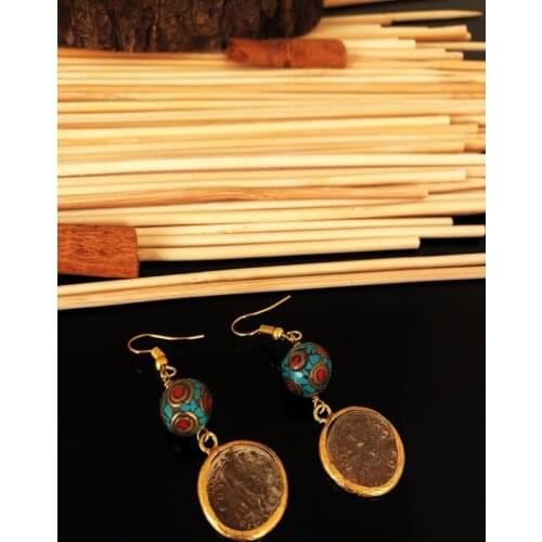 Dr stone natural stone handmade gold plated antique nepal Earrings KTDR 439799504