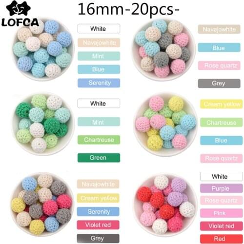 LOFCA 16mm 20pcs Nursing Teething Wooden Crochet Beads Chewable Beads Baby Teether Shower Gifts Baby Teether Toys