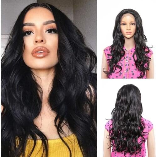 Long Wavy Wig Lace Front Wigs Synthetic Ombre Brown Wig for Women Natural Wave Heat Resistant Wig for Daily Parties