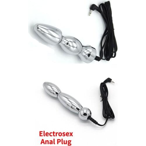 Electro Bi-Polar Anal Plug Electric Shock Metal Butt Plug E-Stim Vaginal Electrosex Electrode Stimulation Sex Toys for Men Women