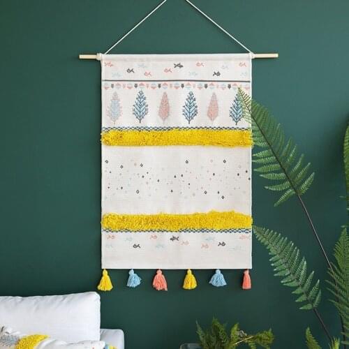 Boho Decor Tapestry Wall Hanging Living Room Cotton Line Decor Painting Wall Decoration Fabric Ethnic Macrame Wall Tapestry
