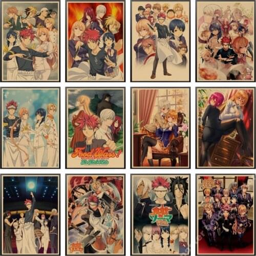 Classic Anime Food Wars Shokugeki no SomaPosters Retro Kraft Paper Poster Bar Room Decoration Painting Art Wall Sticker Picture