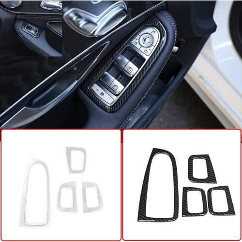 Car Window Glasses Lift Button Cover Switch Frame Trim For Mercedes Benz GLC C Class W205 X253 2015 2016 2017 LHD Car Styling