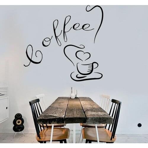 Coffee Cup With Love Tea Time Drinks Kitchen Cafe Office Interior Design Wall Decals Home Art Vinyl Wall Sticker Decoration