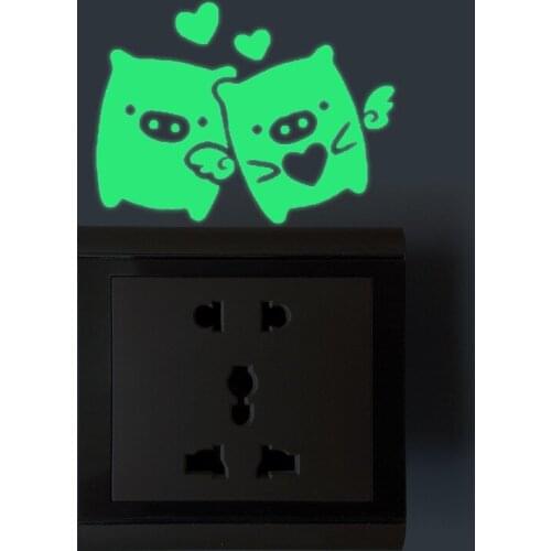 Creative Fluorescent Cartoon love Pigs Switch Stickers Glow Dark Luminous Paste Ceiling Living Room Bedroom Home Decoration