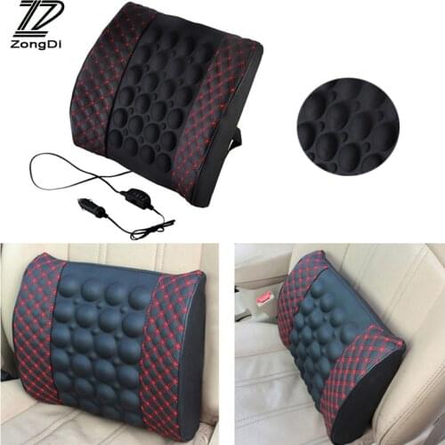 ZD 12V Massage Lumbar Support Cushion Car Seat Pillow For Hyundai Creta Tucson BMW X5 E53 VW Golf 4 7 5 Tiguan Kia Rio Sportage