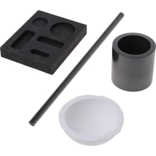 5Pcs Graphite Crucible Kits Graphite Crucible Silver Ingot Mold Jewelry Melting Ingot Tools Set For Gold Silver Platinum