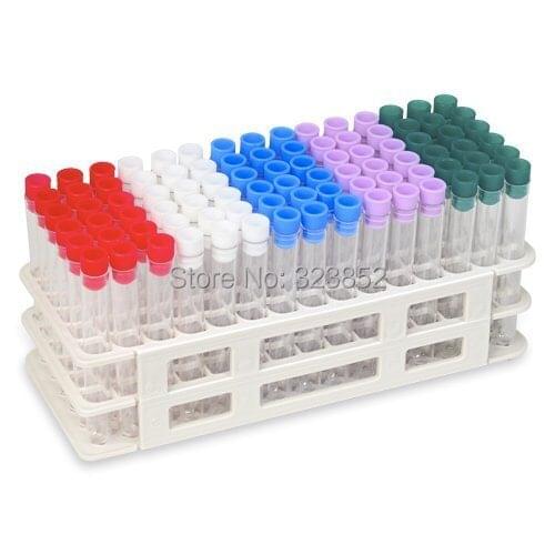 16x100mm Test Tube Set Plastic 12ml 60Tubes With Rack And Caps 4 Colors Randomly Sent, Little Different With Picture --Single