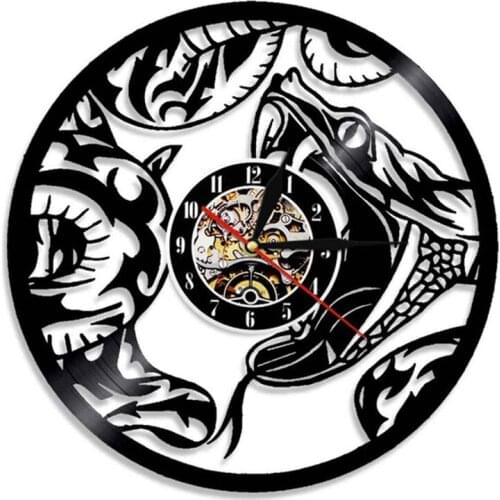 The Snake Serpent Animal Home Wall Art Modern Wall Clock Venom Reptile Vinyl Record Wall Clock Nursery Wall Watch Modern Design