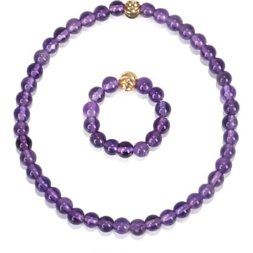 Natural Amethyst Beads Bracelet For Women 4mm Small Yoga Crystal Beads Stretch Bracelet Pulseira Masculina Jewelry Set Elastic