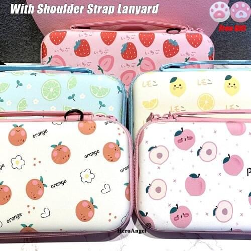 2021 Cute Fruit Style Portable Storage Bag with Shoulder Strap Travel Carry Case Protective Cover for Nitendo Switch Accessories