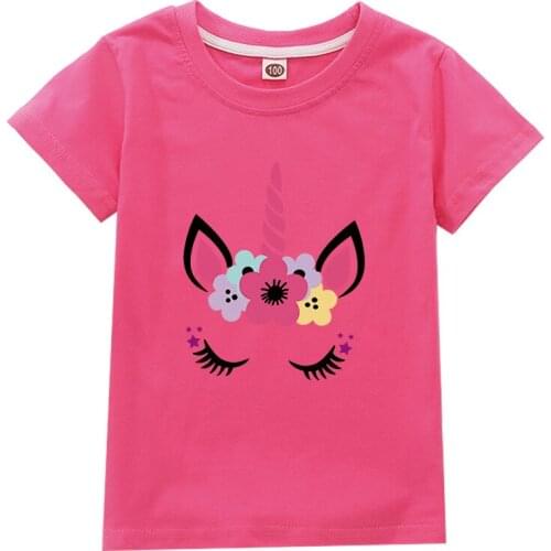 2021 New Rainbow Horse Cartoon Kids T Shirt Fashion Cute Unicorn Girl T Shirt Harajuku Korean Design Round Neck Baby Boy T Shirt