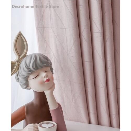 2021 New Nordic Style Light Luxury Curtains Pink Semi-shading Simple Modern Curtains Curtains for Living Dining Room Bedroom