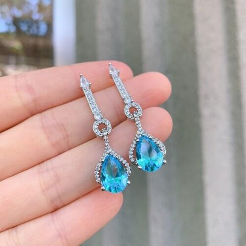 New design Earrings water drop jewelry set main stone 8 * 10 ear buckle simple temperament foreign party Earrings
