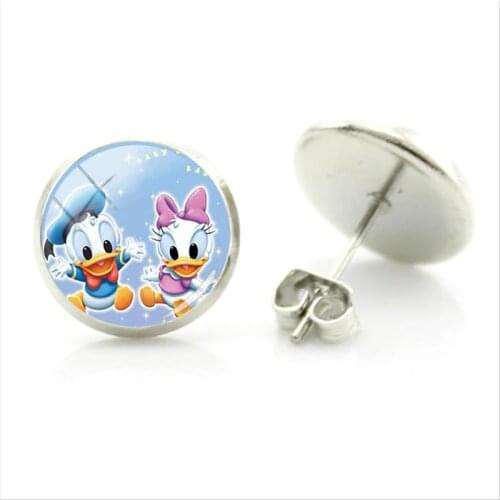 Disney Creative Design Pendant Earrings Cute Q Version Donald Duck New Fashion Glass Gemstone Earrings Jewelry