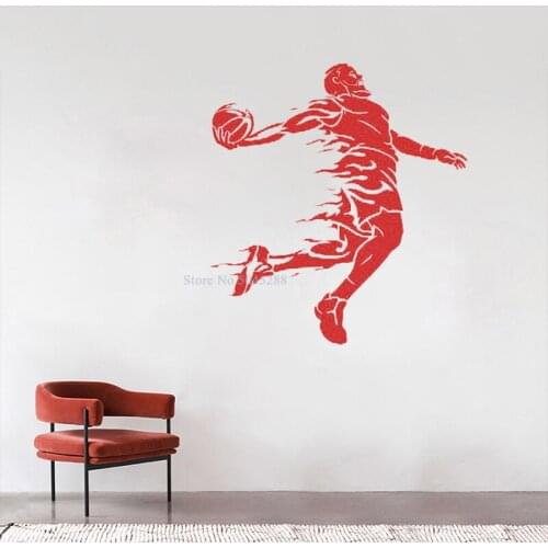 Personalized Basketball Wall Stickers for Boys Room Art Sport Wallpapers Basketball Decal Custom Color Affordable Beautiful Z214