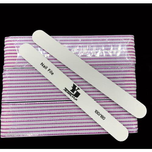 50 X White Sanding Nail Art Files 100/180 Girt Lima Unghie Professional Nail Files Double Side Crystal Pedicure File Salon Tools