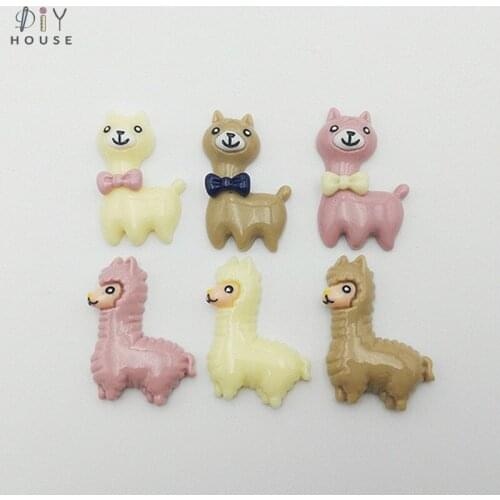 10/20/30Pcs Animal Alpaca Flatback Planar Resin Color DIY Craft Supplies Phone Shell Embellishments Hair Accessories Material