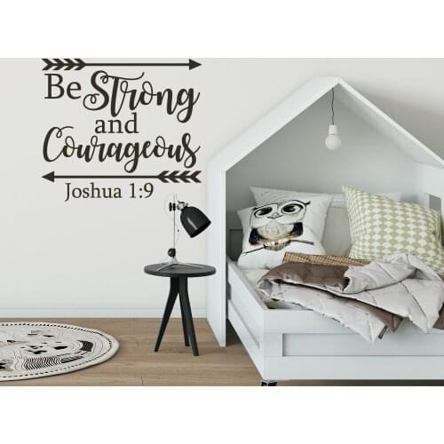 Religious Inspiring Quotes Wall Decal Be Strong And Courageous Bible Verse Christian Nursery Decor Vinyl Wall Sticker Kids G88