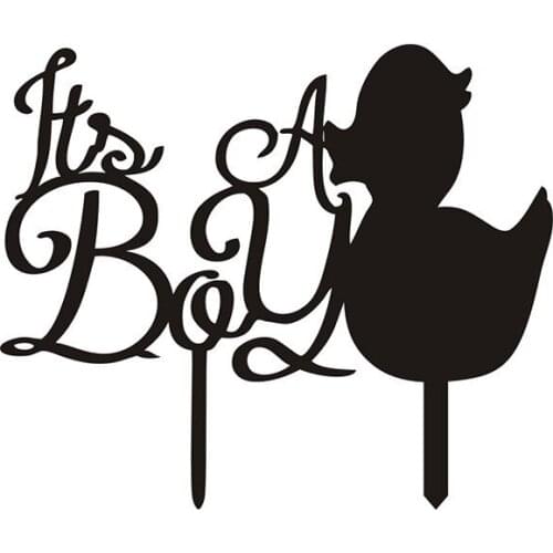 Happy Birthday Its A Boy Cake Flags Black White Acrylic Cake Topper For NewBorn Little Boys Birthday Party Supplies Hot Sale