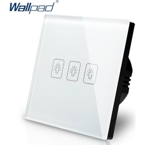 Hot 3 Gang 1 Way EU Touch Switch LED 110V-240V Wallpad White Temepred Glass Wall Touch Switch Panel EU 3 Gang Free Shipping