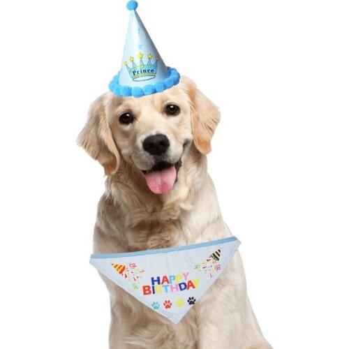 High Quality Hats for Dogs Dog Pet Birthday Party Hat Dog Age Anniversary Party Saliva Towel Set Dog Birthday Drop Shipping