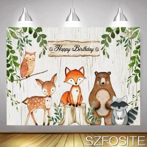 Sika Deer Animal Leaves Backdrop Girl Birthday Party Decoration Baby Bath Newborn Customized Vinyl Background Photography Photo