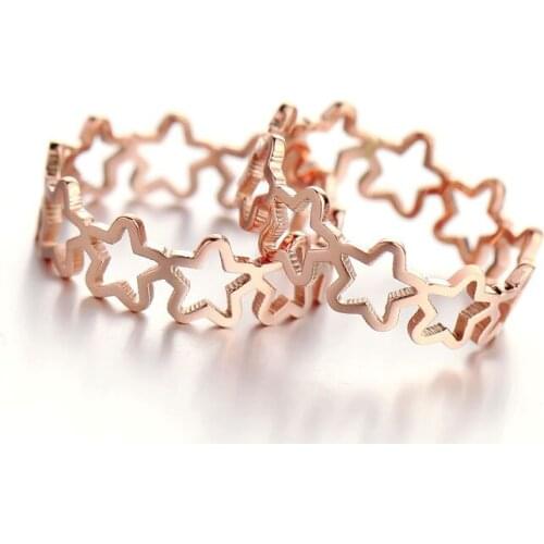 YUN RUO Elegant Hollow Star Ring 2020 New Design Titanium Steel Rose Gold Color Fashion Jewelry Women Free Shipping USA Size