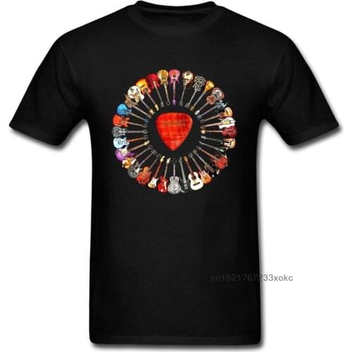 Funky Guitar T-shirt Hip Hop Men Tops Cotton Young T Shirt Printed TShirt Adult Black Clothes Cotton Tees Drop Shipping