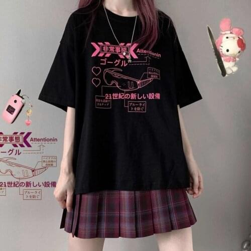 Deeptown Japan Style Punk Anime T-shirts Women 2021 Harajuku Alt Clothes Aesthetic Tops Mujer Summer Black Graphic Tee Hip Hop