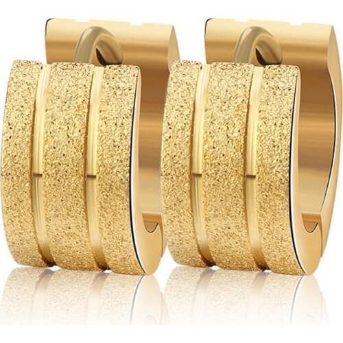 Wholesale Three colors Stainless Steel Stud Earrings Women Frosting Jewelry Earrings for Women Men Brincos