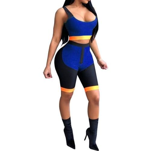 2019 sexy crop top club two piece women set crop top and shorts sets 2 piece tracksuit women twotwinstyle