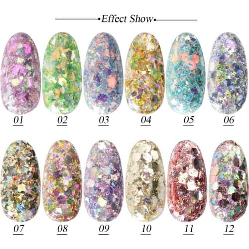 1 Box Mermaid Nail Glitter 3D Hexagon Flakes Sparkly Sequins Designs Polish Polish Powder Dust Manicure DIY Nails Decorations
