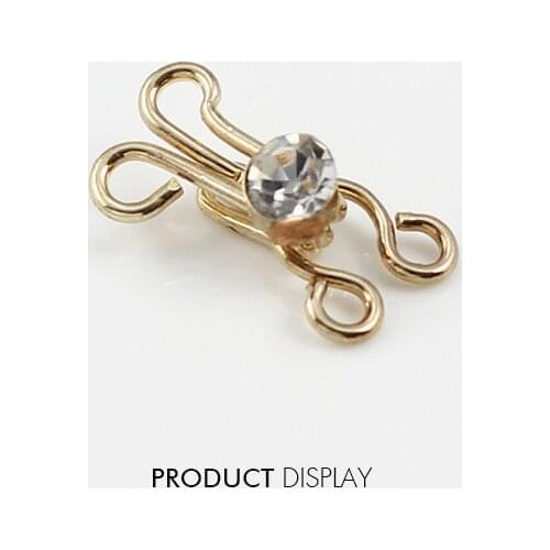 10set Gold Tone Crystal Rhinestones Hook Eyes Clasp Waist Extender Sew on Sewing Accessories for Garment Cloth NK185