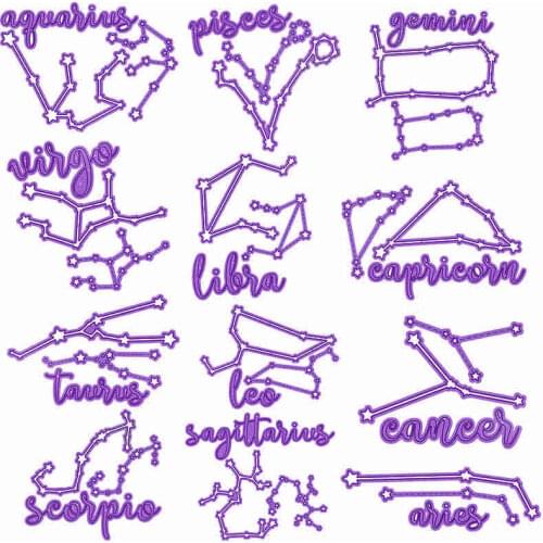 12 Constellations Aries Taurus Aquarius Pisces Capricom Leo Virgo Metal Cutting Dies for DIY Scrapbooking Cards Crafts 2019 New