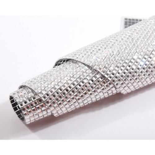3*3mm Square Trim Hot Fix and self-sticking 24*40cm Glitter Crystal Glass Rhinestone Crystal For Clothing decoration