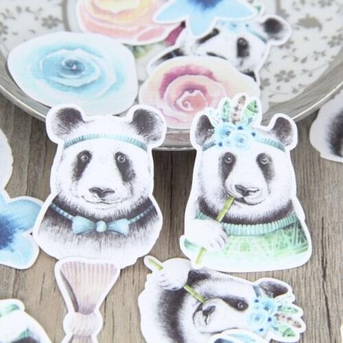 31pcs Waterproof Watercolor Panda DIY Scrapbooking Sticker Cute Animal Sticker for Kids Children Laptop Computer Planner Sticker