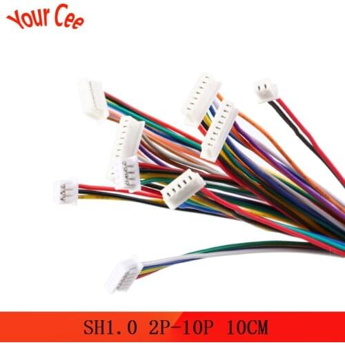 5Pcs SH 1.0 Wire Cable Connector DIY SH1.0 JST 2/3/4/5/6/7/8/9/10 Pin Electronic Line Single Connect Terminal Plug 28AWG 10cm