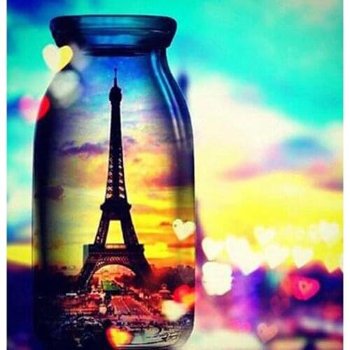 5D DIY Diamond Painting Landscape Painting Square/Round Diamond Glass Bottle Painting Picture Embroidery Decoration Art TX080